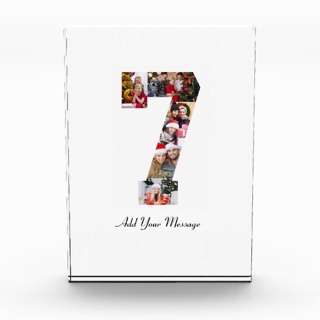 Black and White Number 7 Photo Collage Acrylic Award (Front)