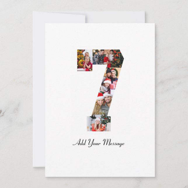 Black and White Number 7 Photo Collage Announcement (Front)