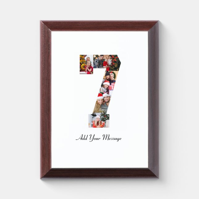 Black and White Number 7 Photo Collage Award Plaque (Vertical)