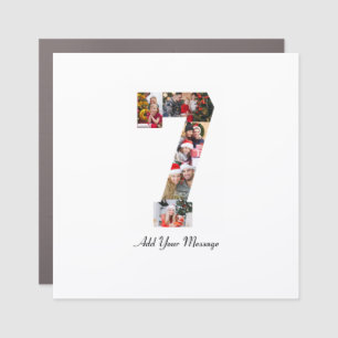Black and White Number 7 Photo Collage Car Magnet