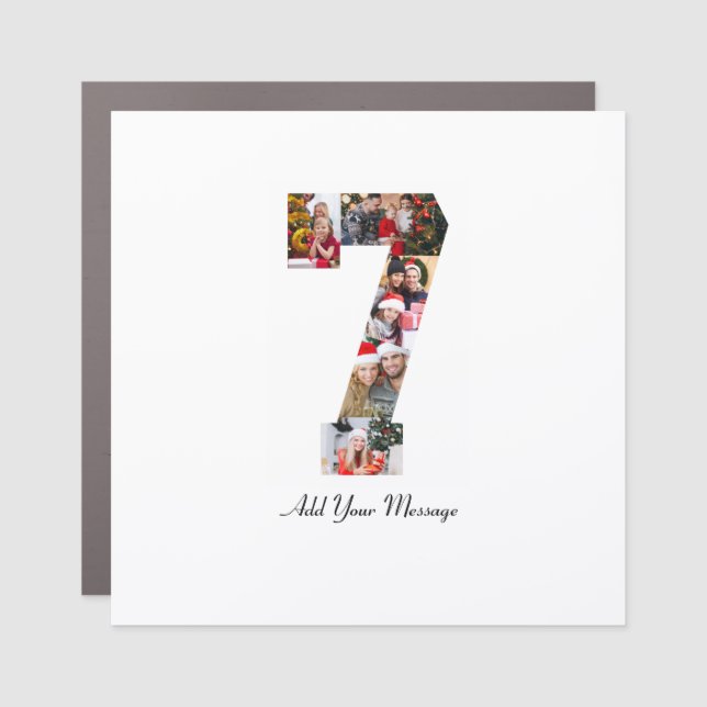 Black and White Number 7 Photo Collage Car Magnet (Front)