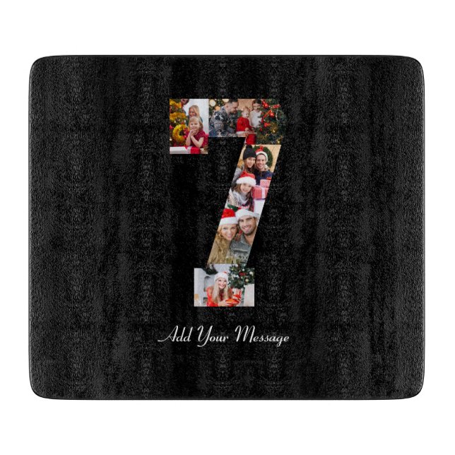 Black and White Number 7 Photo Collage Cutting Board (Front)