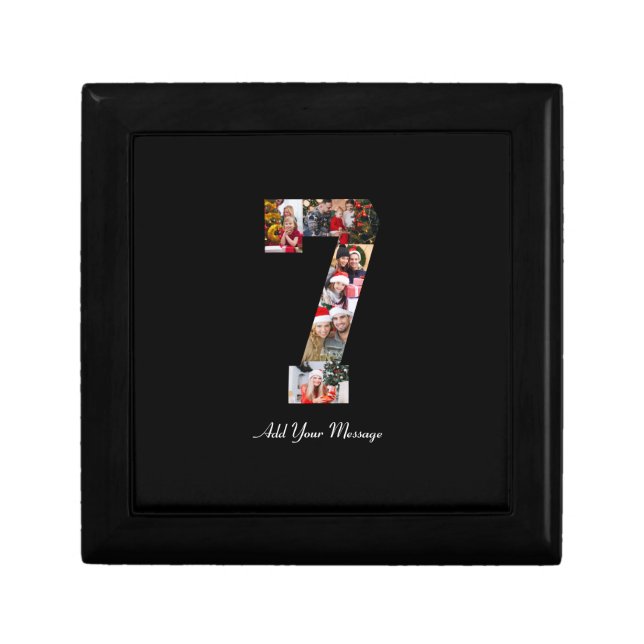 Black and White Number 7 Photo Collage Gift Box (Front)