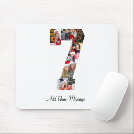 Black and White Number 7 Photo Collage Mouse Pad
