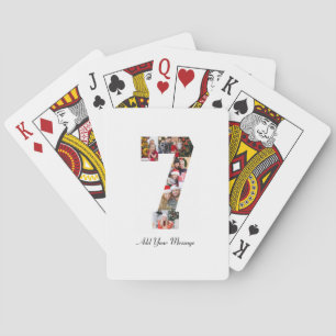 Black and White Number 7 Photo Collage Poker Cards