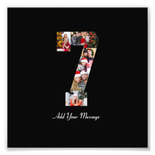 Black and White Number 7 Photo Collage Print