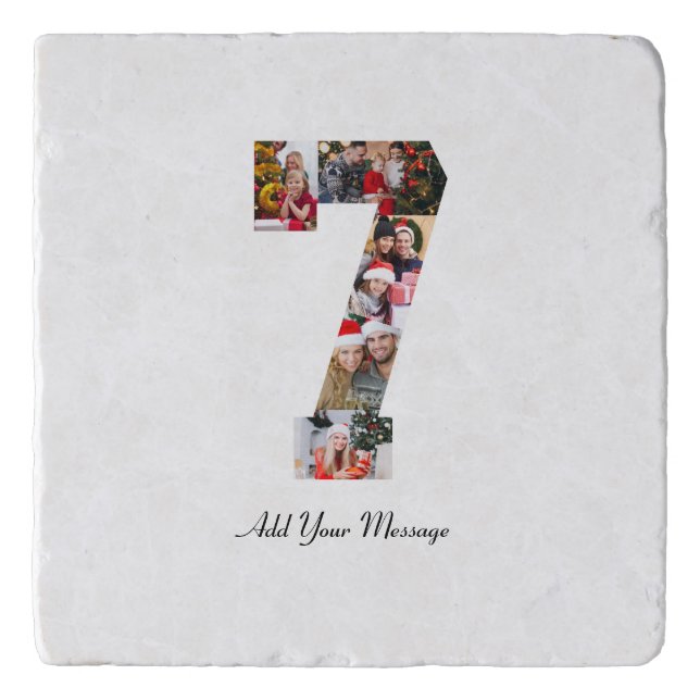 Black and White Number 7 Photo Collage Trivet (Front)