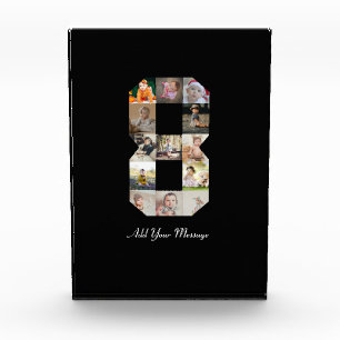 Black and White Number 8 Photo Collage Acrylic Award