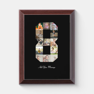 Black and White Number 8 Photo Collage Award Plaque
