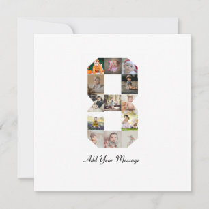 Black and White Number 8 Photo Collage Card