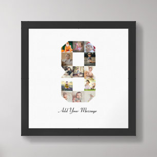 Black and White Number 8 Photo Collage Framed Art