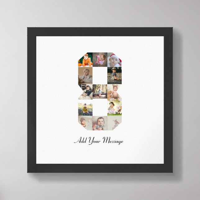 Black and White Number 8 Photo Collage Framed Art (Framed Front)