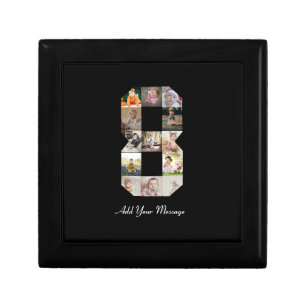 Black and White Number 8 Photo Collage Gift Box