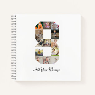 Black and White Number 8 Photo Collage Notebook