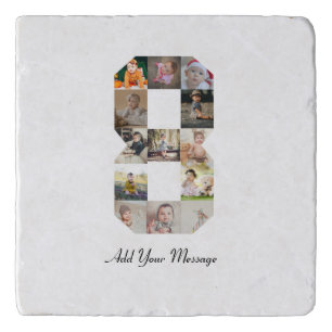 Black and White Number 8 Photo Collage Trivet
