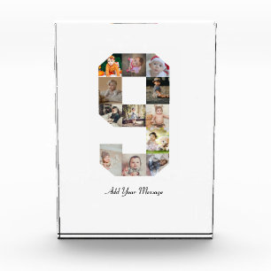 Black and White Number 9 Photo Collage Acrylic Award