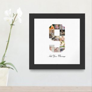 Black and White Number 9 Photo Collage Framed Art