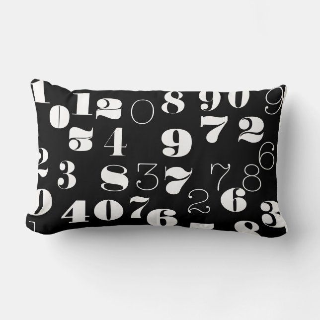 Black and white numbers pattern lumbar pillow (Front)