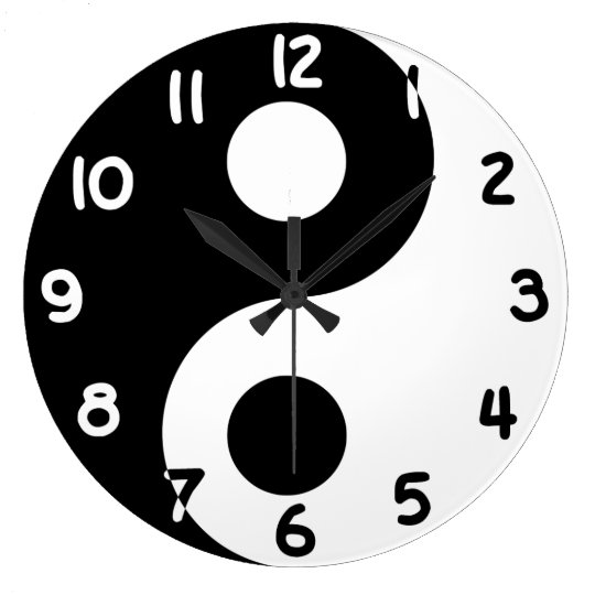 Black and White Numbers Yin Yang Large Clock