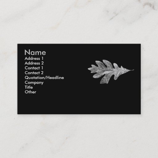 Customizable Black and white Oak Leaf Card Business Card