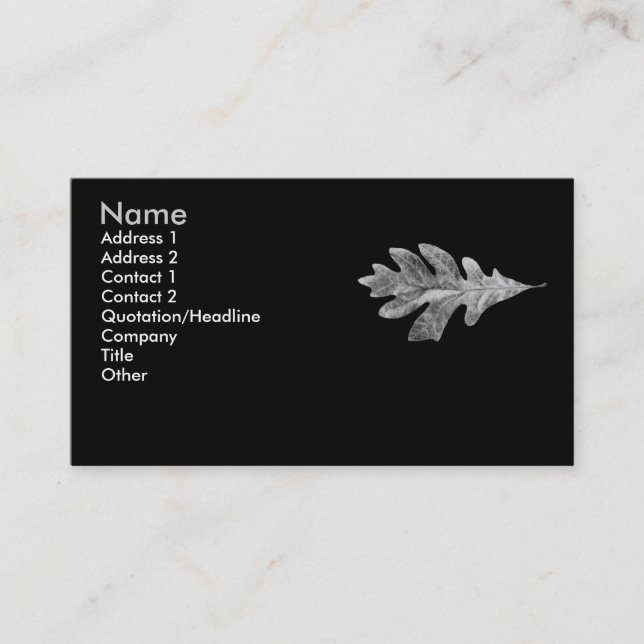 Black and white Oak Leaf Card (Front)