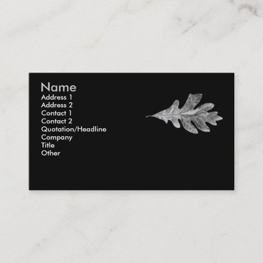 Customizable Black and White Oak Leaf Card Business Card Template