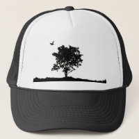 Black and white Oak tree with crow Trucker hate