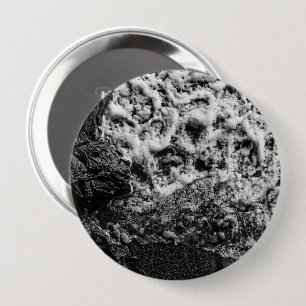 Black and White Ocean Waves Round Coaster Button