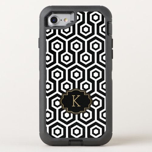 Black And White Octagonal Pattern OtterBox Defender iPhone SE87 Case