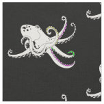Black and White Octopus Cool Colorful Tentacles Fabric