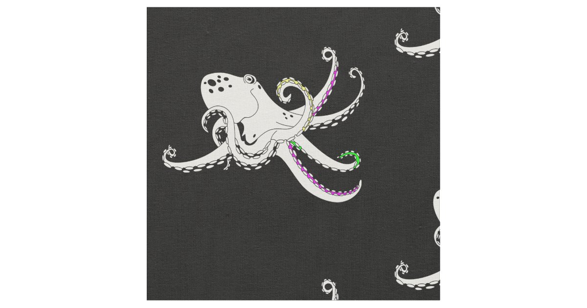 Black And White Octopus Cool Colorful Tentacles Fabric