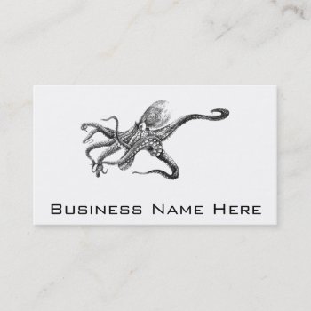 Black And White Octopus Illustration Business Card by PatiVintage at Zazzle