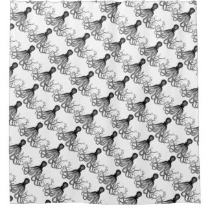 Black and white Octopus pattern shower curtain