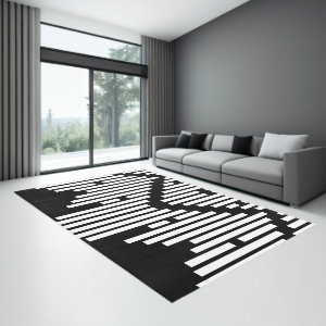 Black and White Office and Home Rug