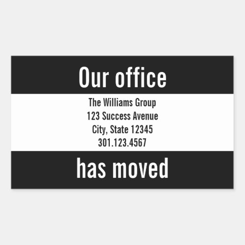 Black and White Office Moving Announcement Sticker