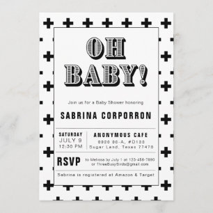 Black and White Oh Baby Baby Shower Invitation