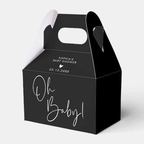 Black and White Oh Baby Modern Boho Baby Shower Favor Boxes