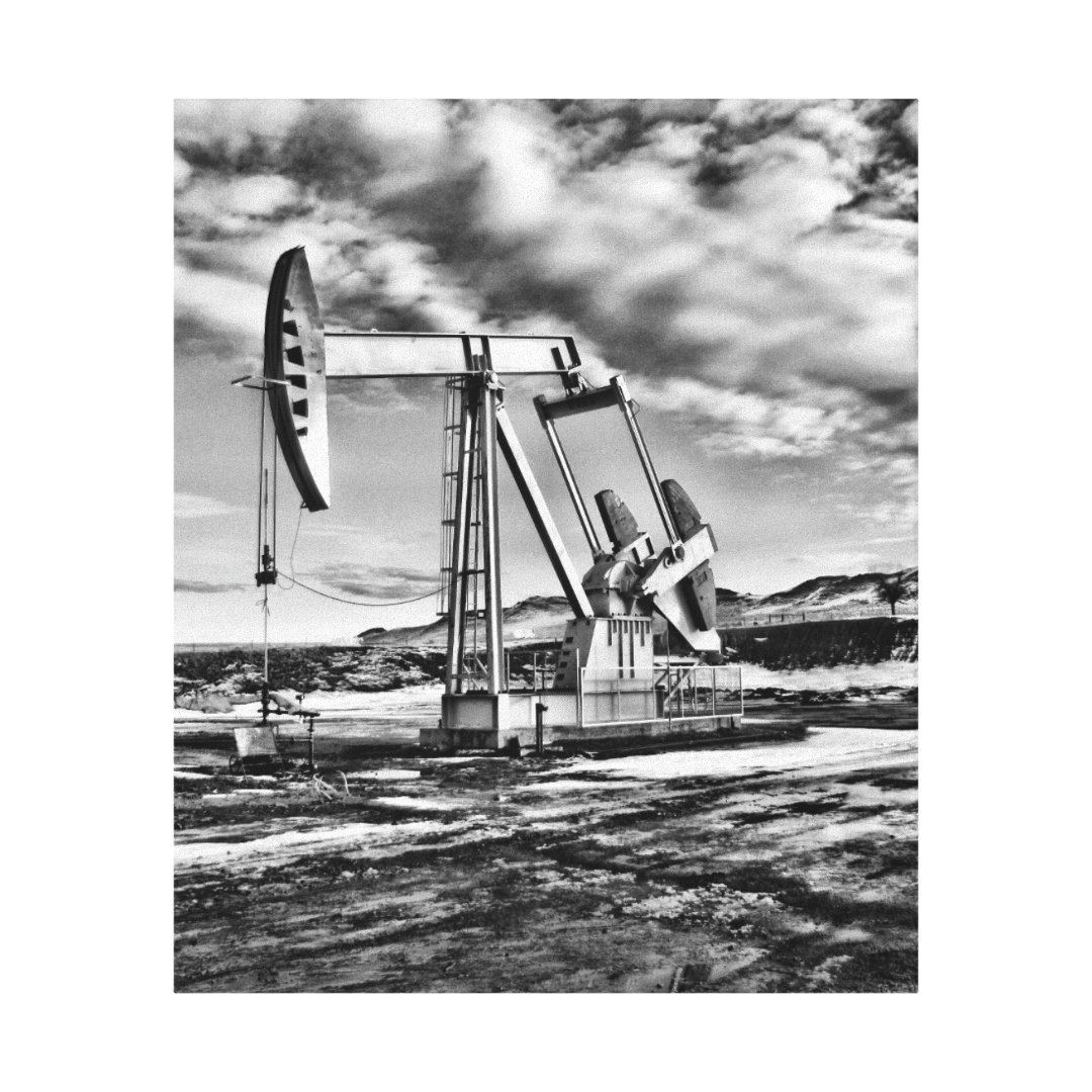 Black and White Oil Well Pumping (Pumpjack) Unit Canvas Print Zazzle