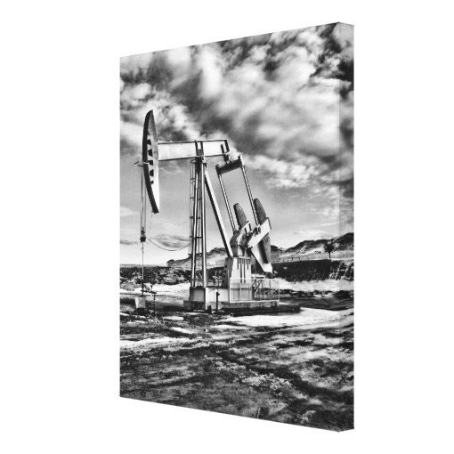 Black and White Oil Well Pumping (Pumpjack) Unit Canvas Print Zazzle