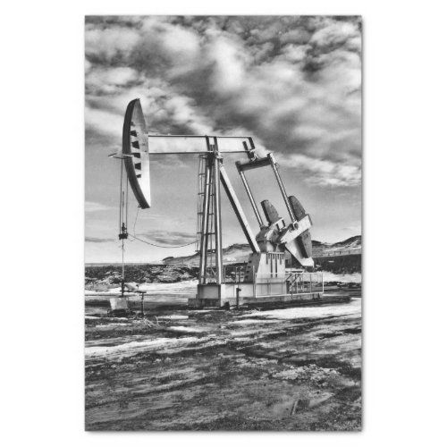 Black and White Oilfield Pumping Unit Tissue Paper