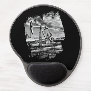 Black and White Oilfield Pumpjack Mousepad