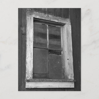 Black and White Old Barn Window Postcard