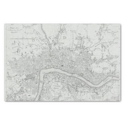Black and White Old London City Map  Tissue Paper