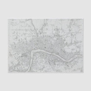 Black and White Old London City Map  Tissue Paper