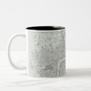 Black and White Old London City Map Two-Tone Coffee Mug