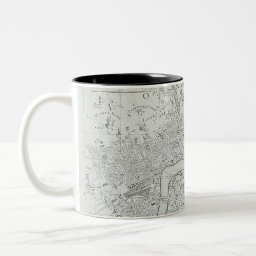 Black and White Old London City Map  Two_Tone Coffee Mug