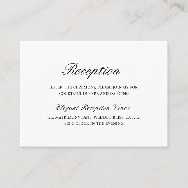 Black and White Old Money Elegant Wedding Enclosure Card (Front)