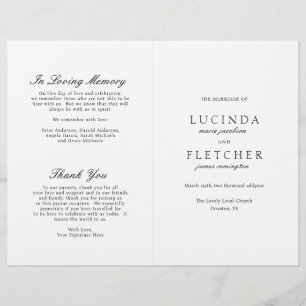 Black and White Old Money Elegant Wedding Program