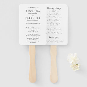 Black and White Old Money Elegant Wedding Program Hand Fan