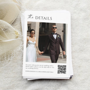 Black and White Old Money Wedding Details Qr Code Enclosure Card